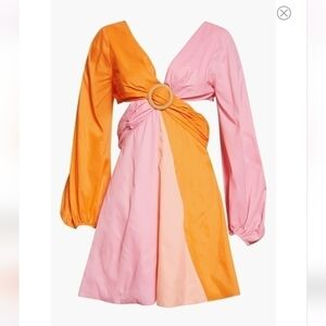Staud Gulf A-Line Cutout Dress in TANGERINE/ GRAPEFRUIT/ PETAL Size 12